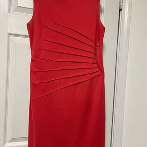 Ivanka Trump coral Midi Dress with Pleated Detail